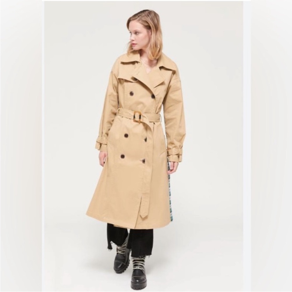 COPY - Urban Outfitters Jarrod Plaid Panel Trench Coat Jacket